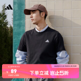 adidas情侣休闲纯棉上衣圆领短袖T恤男女夏季阿迪达斯官方轻运动 黑色 XL