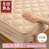 无印良品A类夹棉床笠单件 1.8x2米床罩床垫遮盖物全包床笠 米咖