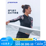 迪卡侬（DECATHLON）泳衣潜水服女水母衣冲浪服冬泳保暖浮潜显瘦防晒OVOW 花卉密语(半拉链款) M