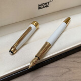 万宝龙MONTBLANC钢笔勃朗女士白色签字笔墨水宝珠笔商送礼定制刻字礼盒 镀金钢笔M尖/0.7mm(赠墨水)