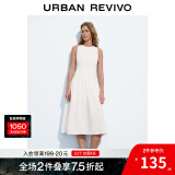 UR夏季新款女装时尚休闲简约压褶长款无袖连衣裙UWH740026 米白 XL