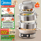 美的（Midea）环绕蒸电蒸锅 无冷凝可蒸米饭多功能锅 家用蒸煮炖炒四层大容量4-6人多用途锅不锈钢电锅ZGC3052