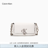 Calvin Klein时尚单肩包礼物链条包包金属字母旋扣翻盖CK女包斜挎马鞍包DH3240