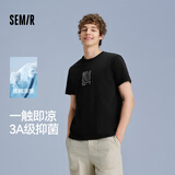 森马（Semir）短袖T恤男凉感抗菌夏装户外设计感印花上衣休闲圆领t恤通勤潮 黑色90001 S