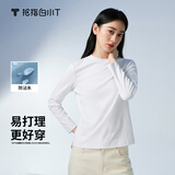 拇指白小T春秋二代长袖t恤男女疏水纯棉打底衫男白T圆领 白色-女款 XS