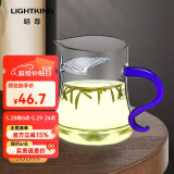 明尊（LIGHTKING）玻璃公道杯耐热茶水分离杯玻璃茶漏分茶器功夫茶具配件CP'35 蓝色 300ml