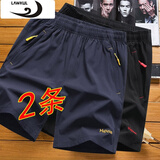 浪古 LAWKUL冰丝短裤男夏季五分裤宽松速干沙滩裤运动大裤衩男裤潮流休闲中裤 藏青＋黑色 2XL