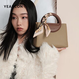 意尔康牛皮复古托特包单肩斜挎包女士手提包包女款2025年圣诞节元旦礼物