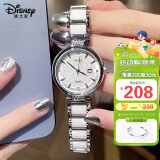 迪士尼（Disney）女款手表简约时尚ins风钢带腕表轻奢小众女士手表陶瓷白送女生