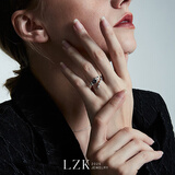 LZK原创设计Y2K不规则纯银戒指女开口小众镶嵌宝石ins冷淡风 白金色（均码 可调节） 通体s925 开口可调节
