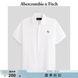 ABERCROMBIE & FITCH男装25夏季新款经典小麋鹿LOGO牛津纺外搭短袖衬衫KI125-5084 白色 M (180/100A)