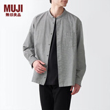 无印良品 MUJI 男式 棉水洗牛津 立领衬衫 纯棉全棉 ACA40C2S 白色格纹 L 175/100A