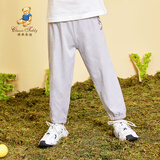 Classic Teddy男女童防蚊裤儿童裤子休闲轻薄长裤中小童装夏季薄款清凉速干裤 净面可爱烫画浅灰 130