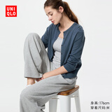 优衣库女装精纺美利奴羊毛圆领针织开衫/长袖通勤478331 68 深蓝色 S