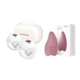 Momcozy吸奶器电动穿戴一体式集奶器 免手扶静音高效便携双边小奶碗M5 珊瑚红+乳房按摩仪