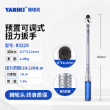 雅瑞克（YARIKI）1/4英寸小飞预置可调式扭力扳手公斤力矩汽修自行车轮胎扭矩扳手 1/2寸【大飞】扭力20-220Nm