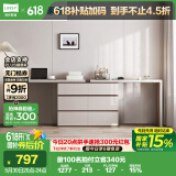 林氏家居现代简约梳妆台卧室小户型化妆桌OV3C【灰色】双人桌+六斗柜