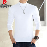 皮尔卡丹（pierre cardin）男纯棉半高领长袖打底衫t恤青中年秋衣内衣修身体恤男士上衣秋冬 长 袖半高 领 白色 2XL 【130-145斤 】