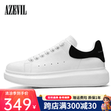 安哲卫（AZEVIL）小白鞋男2025春夏新款百搭舒适真皮运动休闲鞋时尚厚底增高板鞋女 黑绒尾 40