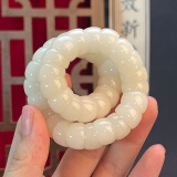 沐玛菩提子手串绕指柔白玉菩提根渐变原籽学生文玩手链男女520送礼物 猪大肠-白色