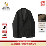 William fox&sons新复古回潮仿麂皮绒小西服男轻商务复古宽松易打理便西休闲西装男 黑色（单排扣） M /48