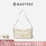 BAGTREE【明星同款】包包树奶盒包新款轻奢品牌单肩斜挎Hobo女生包包礼物 皎月白-中号【磁吸拉链款】 520实用生日礼物送女神
