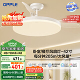 欧普（OPPLE）风扇灯吊扇灯遥控LED照明Ra95北欧餐厅卧室吊灯变频低噪 冰风白
