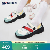 斐乐（FILA）FUSION斐乐玛丽珍凉鞋女鞋新款凉拖魔术贴海螺沙滩鞋 雪白/港灰绿-SH 37.5