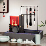 善琏湖笔 翠融青文房礼盒 文房四宝套装笔墨纸砚书法套装成人初学毛笔斗笔砚台镇尺入门临摹复古礼盒