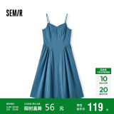森马连衣裙女显瘦V领吊带裙年收腰裙子礼服简约长裙107424114025
