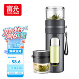 富光玻璃杯 高硼硅泡茶杯子 茶水分离杯 商务办公便携塑玻水杯男女士