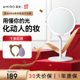 AMIRO觅光化妆镜带灯Led高清补光美妆镜Mini2s极简白 桌面台式充电便携梳妆镜子 生日礼物送女友