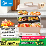 美的（Midea）多功能锅火锅专用锅超薄速沸分控电火锅电蒸锅多用途锅烤肉锅蒸烤涮一体料理锅6.5L DLS332266