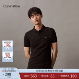 Calvin Klein【液氨棉】Jeans夏季男士简约ck刺绣方标修身短袖POLO衫J324246 BEH-太空黑 L
