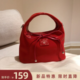 南风多彩海岸托特包包女款蝴蝶结手提小包2025新款单肩斜挎包七夕礼物 樱桃红