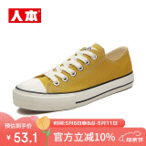 人本 春秋平底板鞋经典帆布鞋百搭布鞋潮牌港风休闲男鞋子 落叶黄 37 女