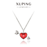 XUPING旭平首饰G合金精美一箭穿心项链女生送礼物精品日常通勤饰品 红色 链长约40+5cm