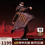 坦博尔鹅绒黑金羽绒服女长款收腰连帽加厚保暖外套TD236890 黑色 165