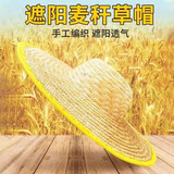 花沃里草帽防晒大帽檐夏季赶海户外遮阳帽农用工地帽大沿包边麦秆帽50cm