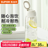 苏泊尔（SUPOR）塑料杯大容量男女学生户外运动健身随手杯提绳水杯子 月光白 610ml