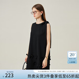 范思蓝恩花梨裙 无袖设计感气质A字连衣裙夏装新款韩版系带蝴蝶结 黑色 XS