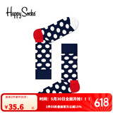 Happy Socks春夏款袜子女男袜薄荷曼波运动彩虹白色棉袜中筒袜 经典波点 1双 M 36-40