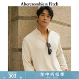 ABERCROMBIE & FITCH男装24秋冬款经典小麋鹿美式半拉链套头针织衫毛衣KI120-4149 象牙白 M (180/100A)