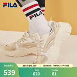 FILA斐乐SOFIA鱼刺鞋女鞋跑步鞋复古老爹鞋女增高鞋休闲鞋 奶白/米色-GA 36.5