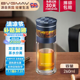 宝威玛（BVGMAV）玻璃杯茶水分离泡茶水杯子双层隔热防烫办公商务杯定制礼品260ml