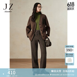 玖姿·安娜蔻奶fufu慵懒治愈系羊毛直筒糯米裤裤子女2024冬款 深咖啡 S