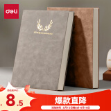 得力（deli）A5羊巴皮笔记本皮面本记事本子时尚印花系列120张BP103(灰）