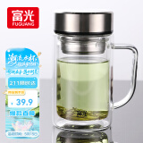 富光双层玻璃杯支持团购定制泡茶杯办公杯带把 大容量男女水杯子580ML
