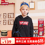 Levi's 李维斯童装男女童连帽经典蝙蝠标卫衣春秋纯棉儿童舒适针织上衣 正黑色 150 /72 【建议身高140-152cm】