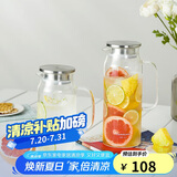 乐扣乐扣（LOCK&LOCK）凉水壶耐热玻璃泡茶柠檬水果水杯子带把家用大容量玻璃茶水杯1.2L